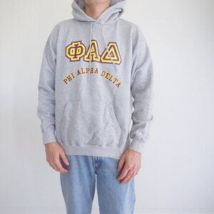 Vintage '90s Hanes Proprint Heavyweight Phi Alpha Delta Gray Hoodie Sweatshirt M